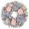 14" Roses & Thistle Artificial Spring Wooden Floral Wreath